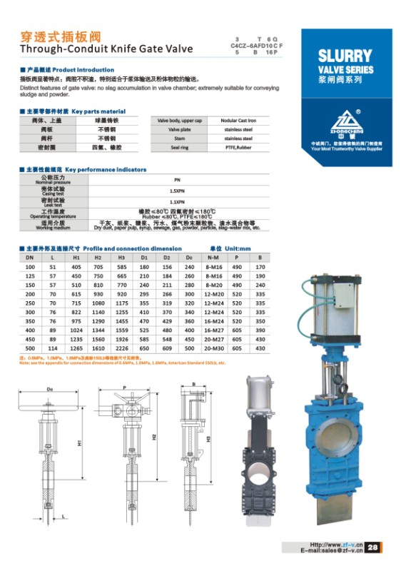 through conduit knife gate valve